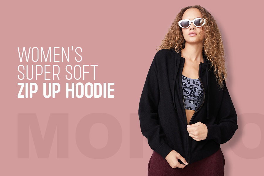 Ace the casual look in women’s super soft zip up hoodie