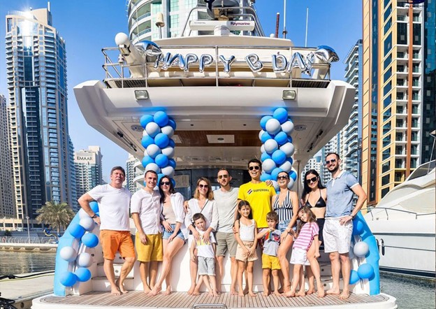 What kind of events celebrated on yacht in Dubai